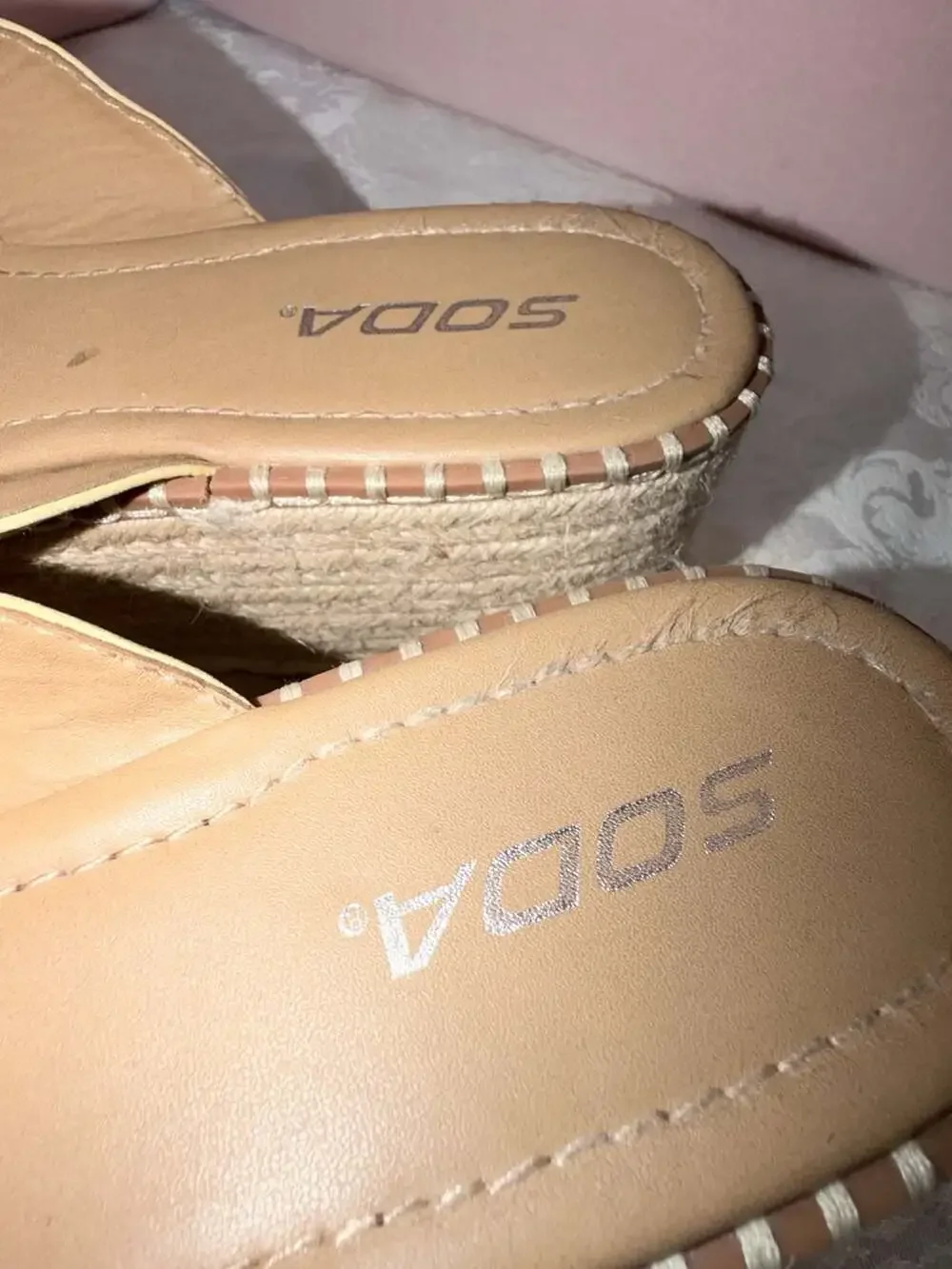 Soda Yellow Faux Suede Criss Cross Espadrille Platform Wedge Sandals Size 10
